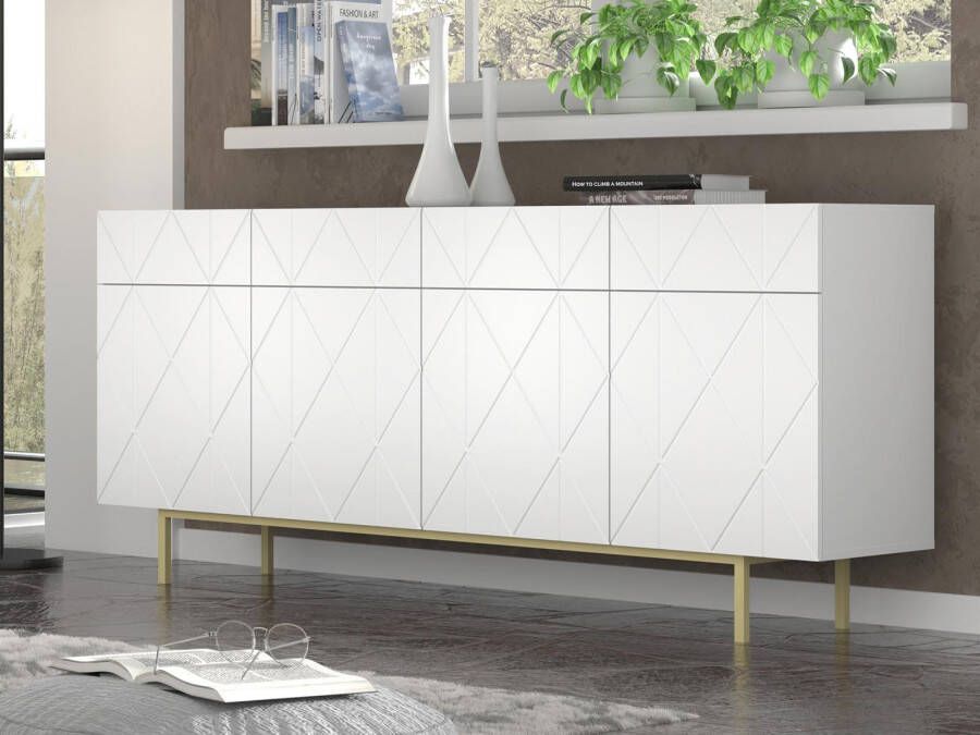 Mobistoxx Dressoir KAIRAN 4 deuren wit goud