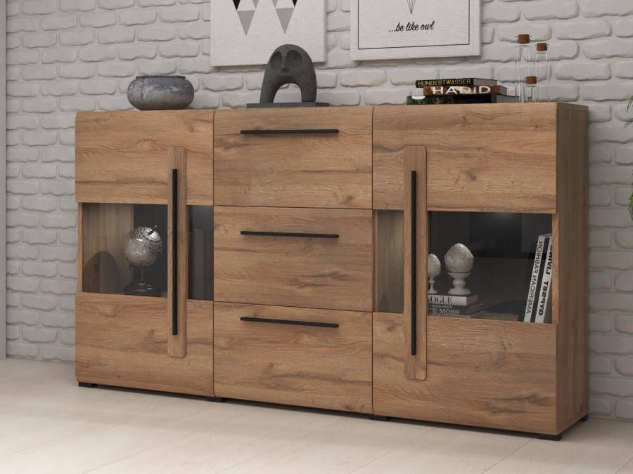 Mobistoxx Dressoir TULIO 2 deuren 3 lades grandson oak met led