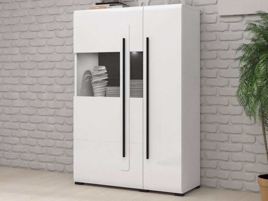 Mobistoxx Dressoir TULIO 2 deuren wit hoogglans wit met led