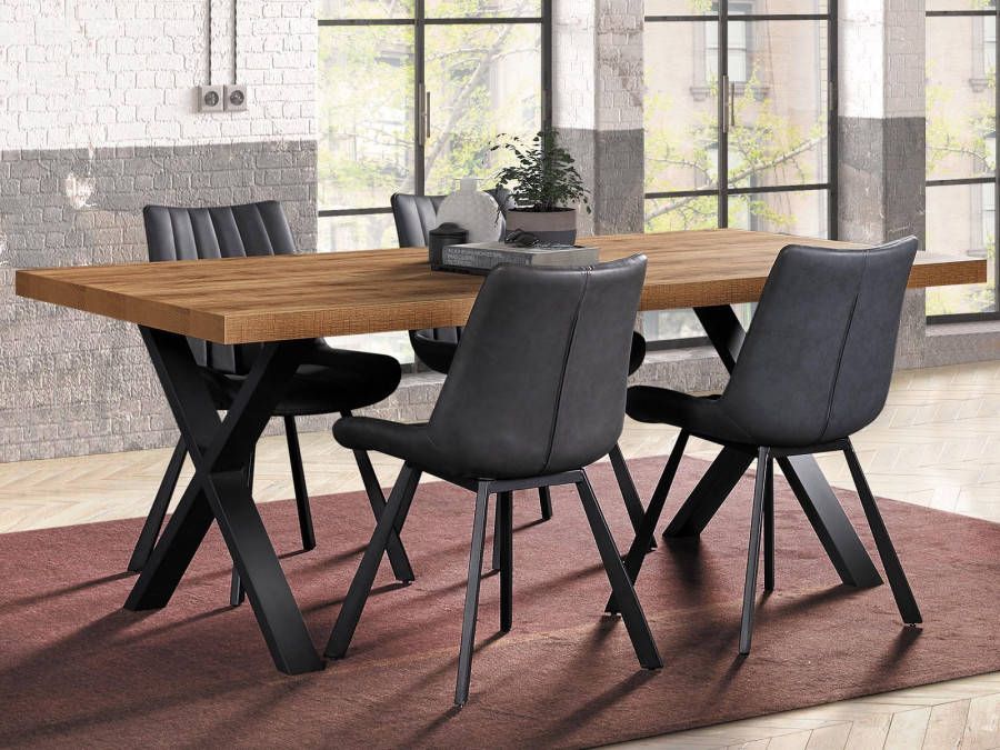 Mobistoxx Eettafel LIEZE 170 cm tropix hout met X-poten