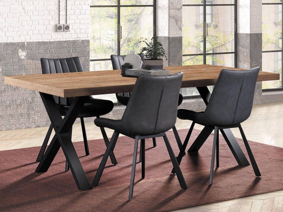 Mobistoxx Eettafel LIEZE 230 cm scarlet eik met X-poten