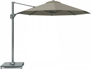 Mobistoxx Hexagonale zweefparasol SUMAR Ø 300 cm taupe met granieten voet