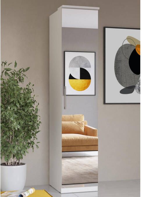 Mobistoxx Kledingkast OPTICO 1 deur wit hoogglans wit met spiegel