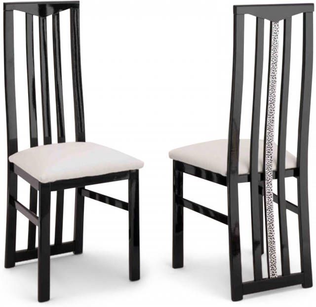 Mobistoxx Lot van 2 stoelen REBECCA hoogglans zwart hoogglans wit
