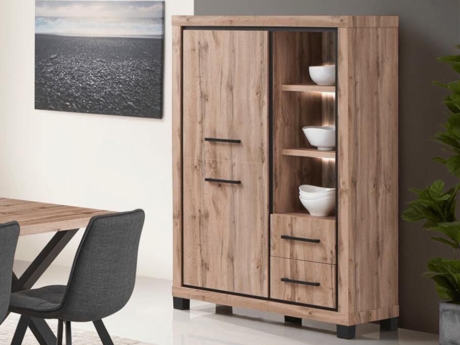 Mobistoxx Barkast ELEGA 2 deuren 2 lades candese eik met led