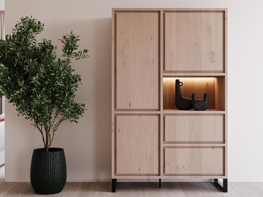 Mobistoxx Barkast NARUMA 3 deuren 2 lades lichte millenium eik