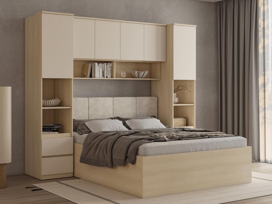 Mobistoxx Bedbrug THEODORA 160x200 cm lindberg eik zandkleur halfopen model