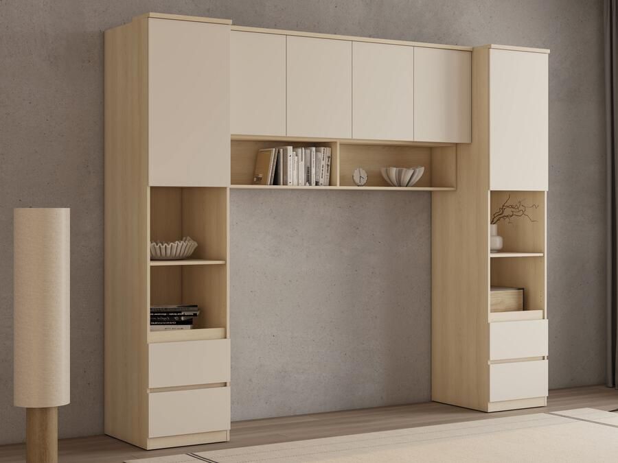 Mobistoxx Bedombouw THEODORA 160 cm lindberg eik zandkleur halfopen