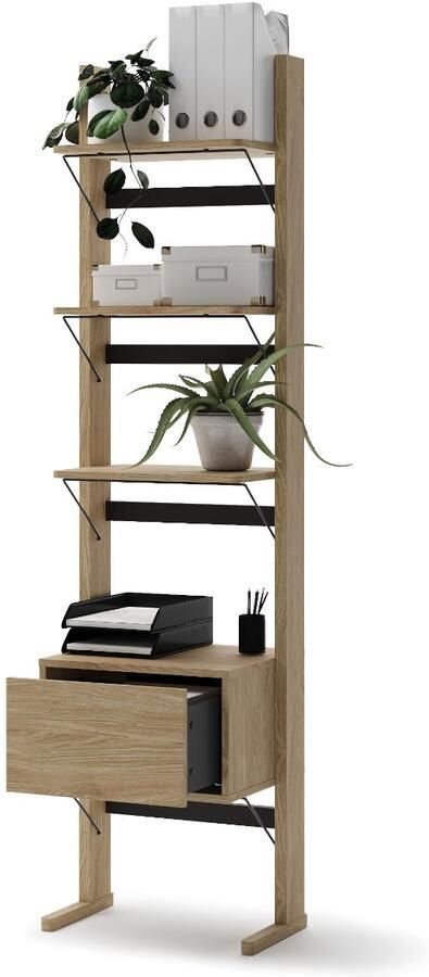 Mobistoxx Boekenkast OTTIGNIES 1 deur geoliede eik