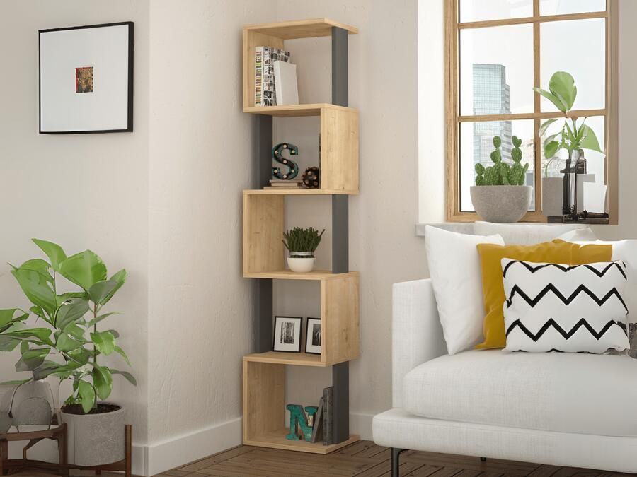 Mobistoxx Boekenkast PIROUET 35 cm eik antraciet