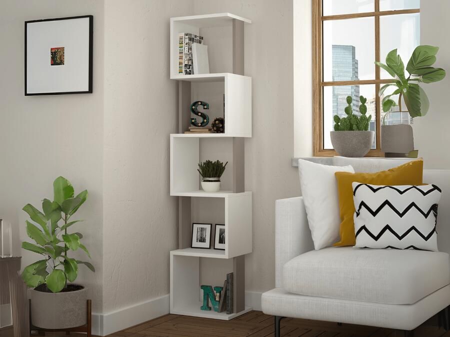 Mobistoxx Boekenkast PIROUET 35 cm wit moka