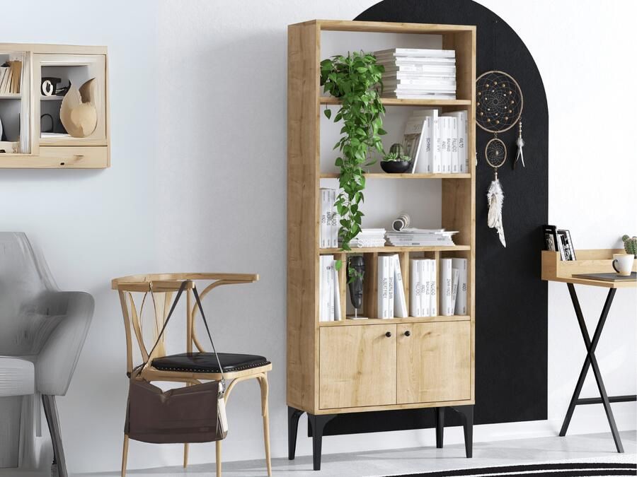 Mobistoxx Boekenkast POLLUNA 2 deuren saphire eik