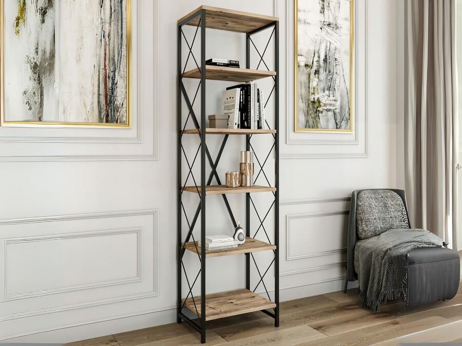 Mobistoxx Boekenkast SOUDOYA 50 cm Atlantisch grenen zwart