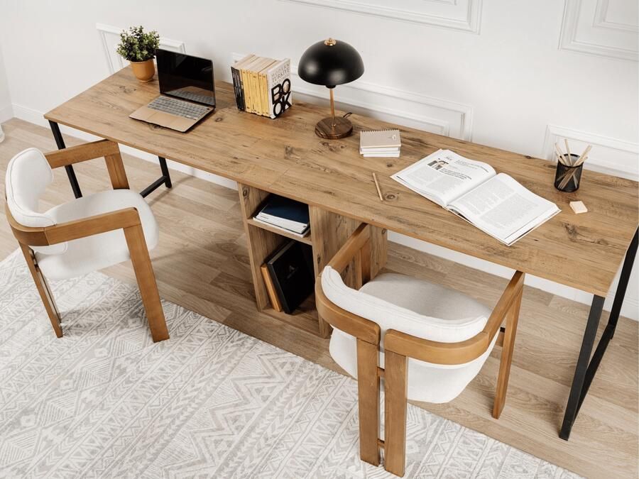 Mobistoxx Bureau 2 personen TWINNA 240 cm atlantische pijnboom zwart