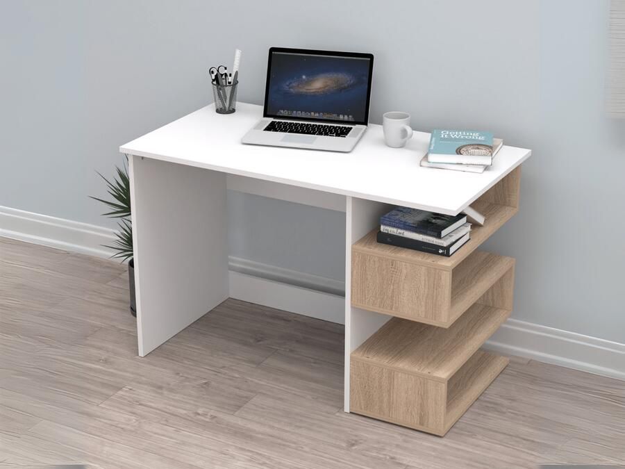 Mobistoxx Bureau LEREAL 115 cm wit sonoma eik