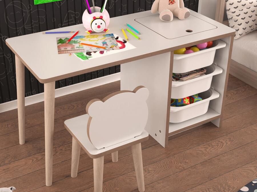 Mobistoxx Bureau SOREO 3 lades met stoel wit