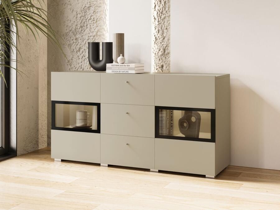 Mobistoxx Commode BABEL 2 deuren en 3 lades kasjmier met verlichting