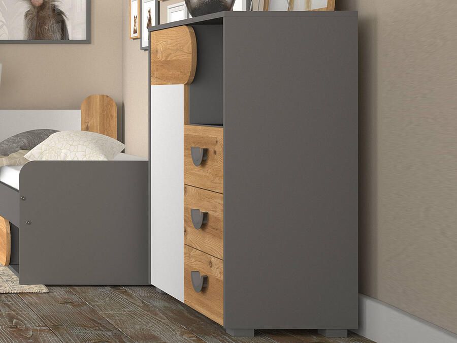 Mobistoxx Commode CARINO 1 deur 3 lades wit nash eik