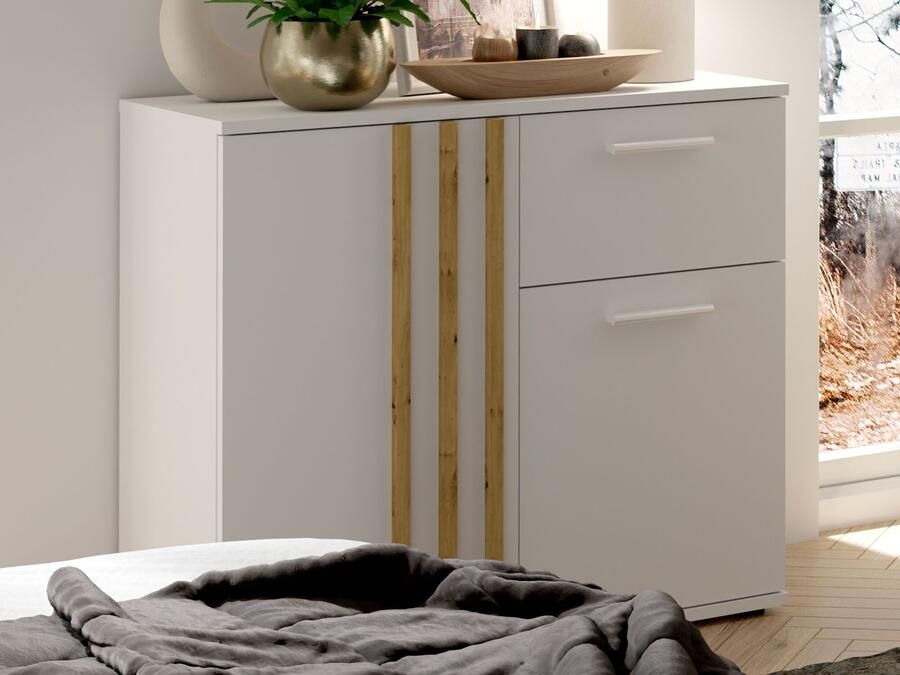 Mobistoxx Commode GONZOLA 2 deuren 1 lade wit