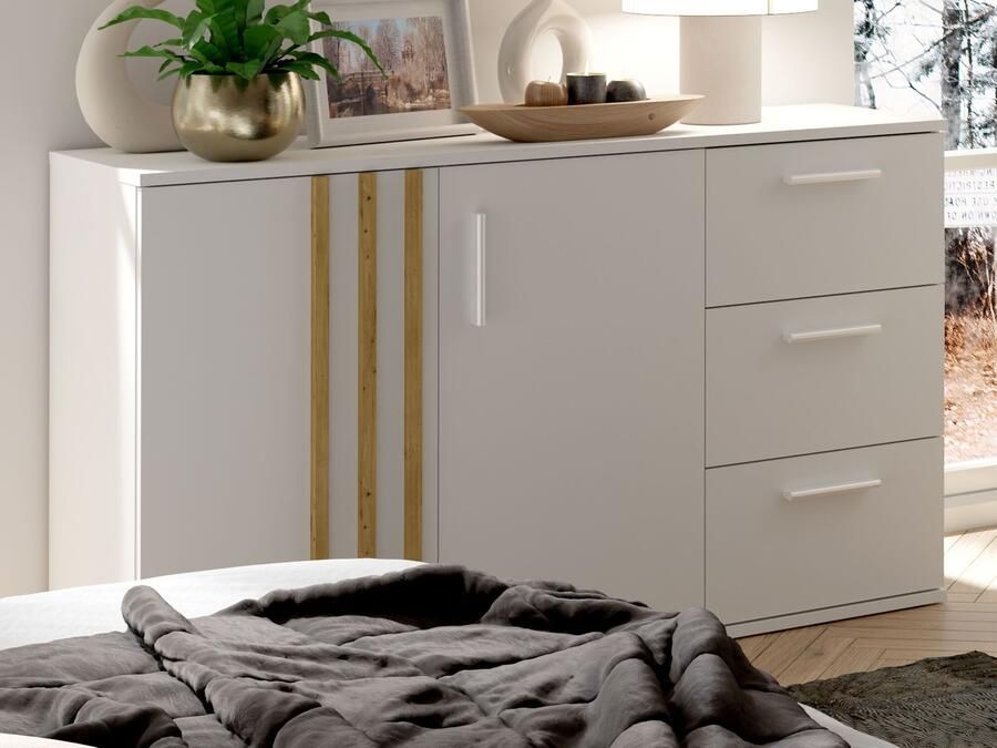 Mobistoxx Commode GONZOLA 2 deuren 3 lades wit