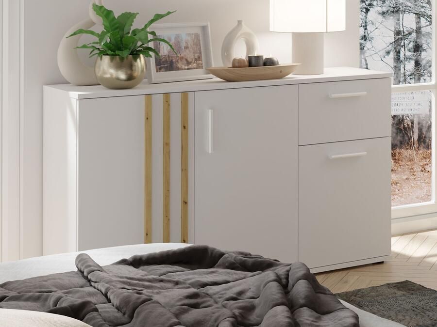 Mobistoxx Commode GONZOLA 3 deuren 1 lade wit