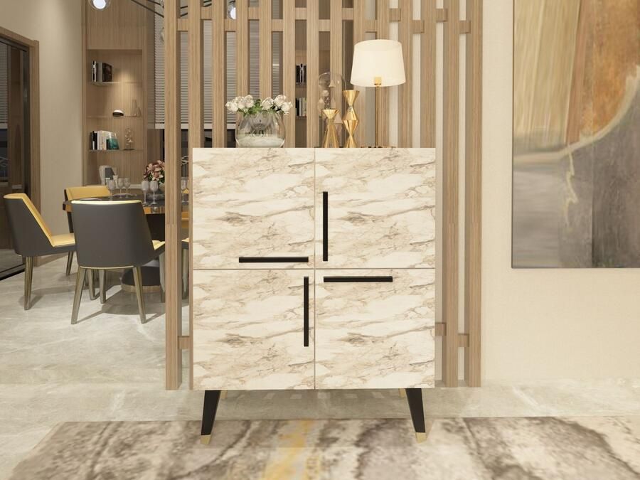 Mobistoxx Commode MAQUERO 4 deuren marmer