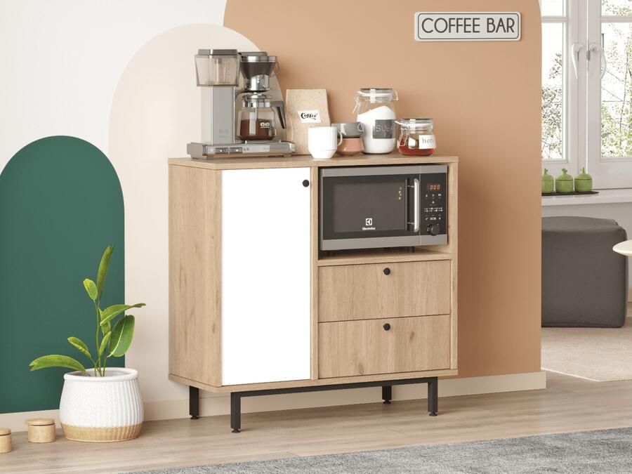 Mobistoxx Commode REWONA 1 deur 2 lades eik wit