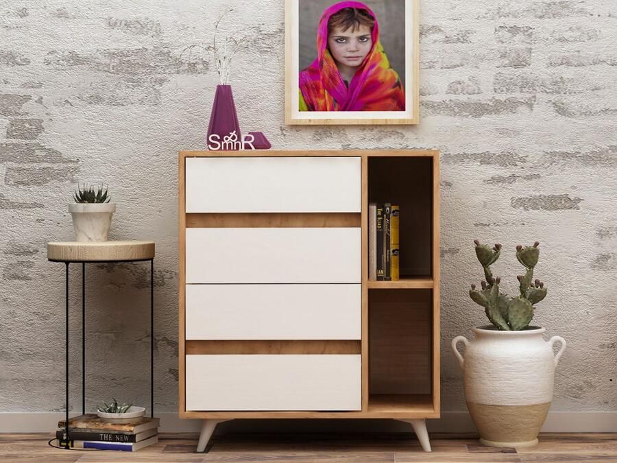 Mobistoxx Commode TEPALA 4 lades eik wit