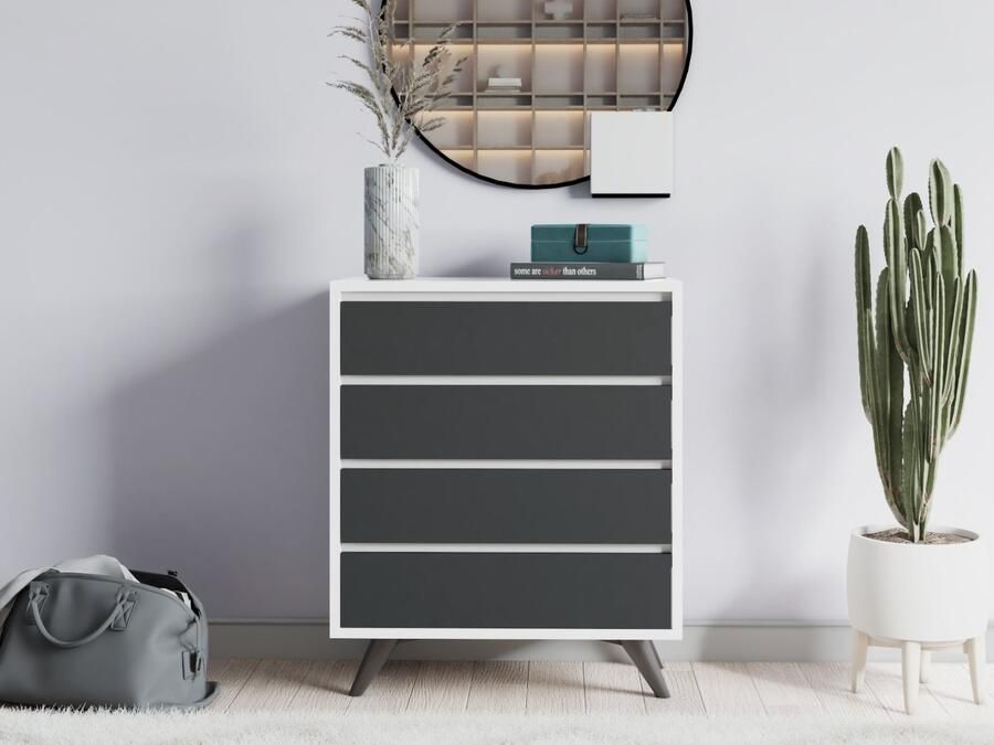 Mobistoxx Commode TUVERA 4 lades wit antraciet