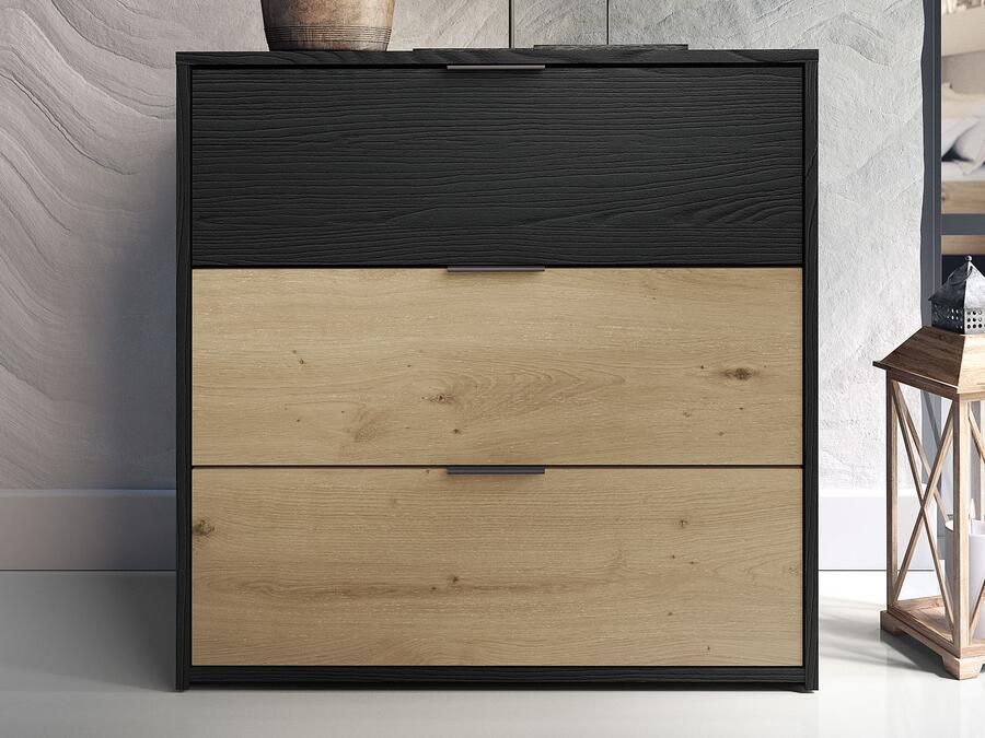 Mobistoxx Commode UMPAL 3 deuren grafiet artisan eik