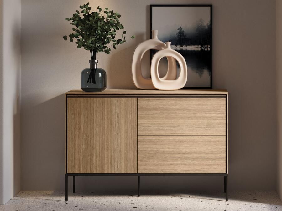 Mobistoxx Commode VIDDO 1 deur 2 lades linea eik