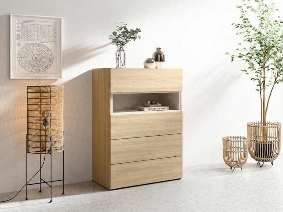 Mobistoxx Commode VILLANOVA 4 lades barista eik