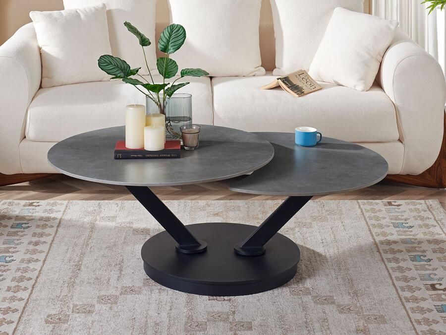 Mobistoxx Draaibare salontafel NASA lichtgrijze steen