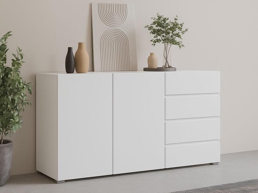 Mobistoxx Dressoir ASYMI 2 deuren 4 lades wit
