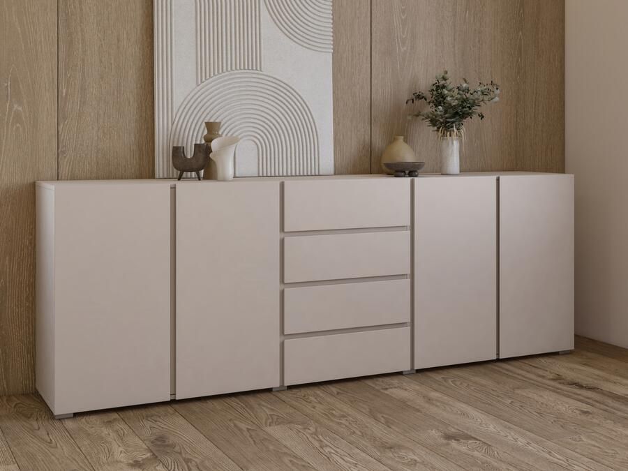Mobistoxx Dressoir ASYMI 4 deuren 2 lades 222 cm kasjmier