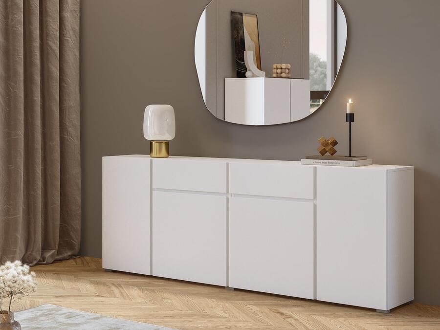 Mobistoxx Dressoir ASYMI 4 deuren 2 lades wit