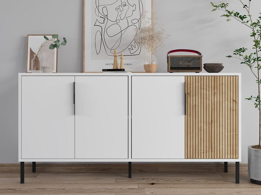 Mobistoxx Dressoir CALISSE 4 deuren wit saphire eik