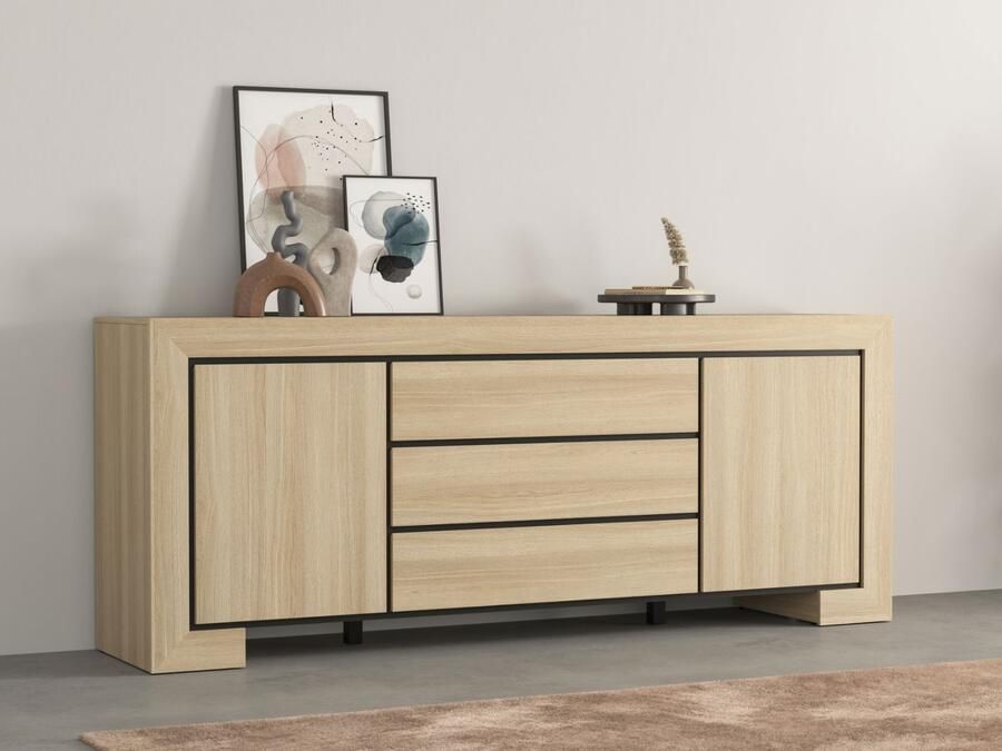 Mobistoxx Dressoir CASTRO 2 deuren 3 lades elegante eik