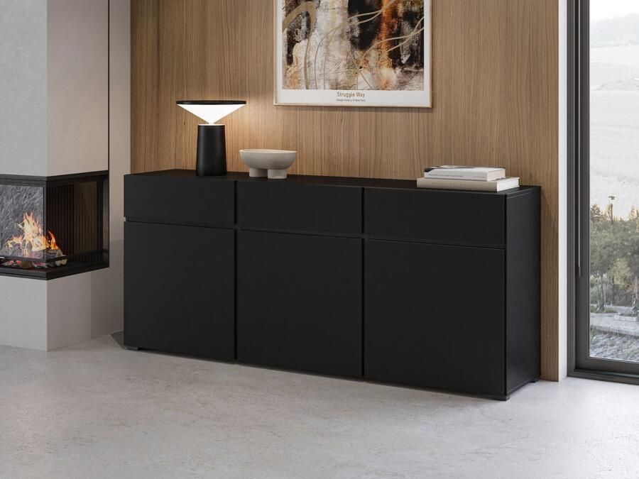 Mobistoxx Dressoir CROSSAIR 3 deuren 3 lades zwart