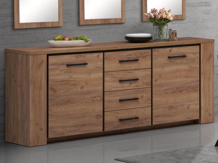 Mobistoxx Dressoir ELLIOT 2 deuren 4 lades franse eik herfst