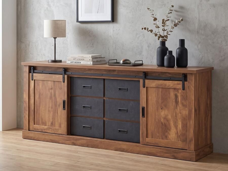 Mobistoxx Dressoir ELONI 2 deuren 6 lades acacia