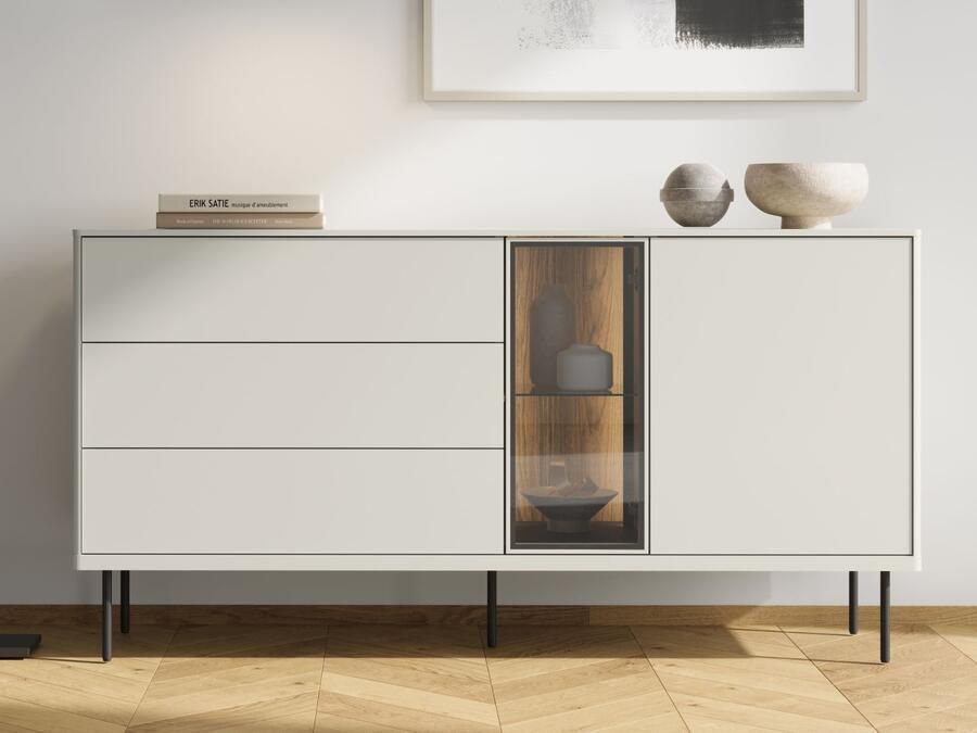 Mobistoxx Dressoir EMPIRO 2 deuren 3 lades kasjmier met led