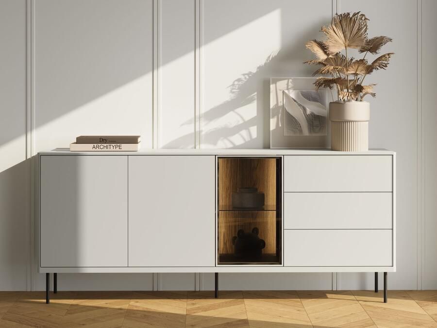 Mobistoxx Dressoir EMPIRO 3 deuren 3 lades kasjmier met led