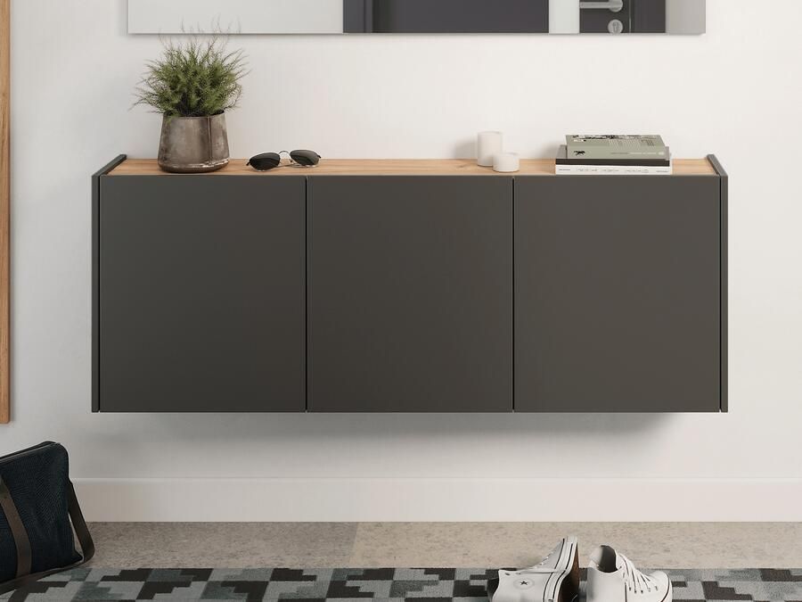 Mobistoxx Dressoir FABIAN 3 deuren grafiet navarra eik