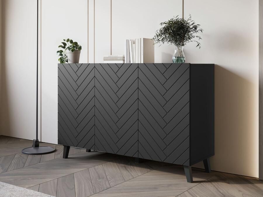 Mobistoxx Dressoir FUKETTE 3 deuren grafiet zwart