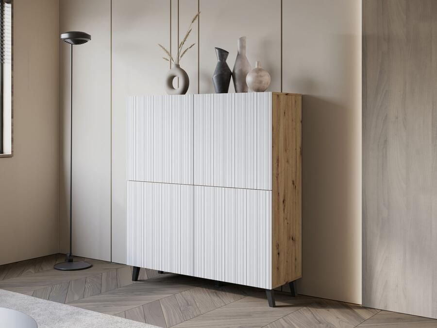 Mobistoxx Dressoir FUKETTE 4 deuren artisan eik wit