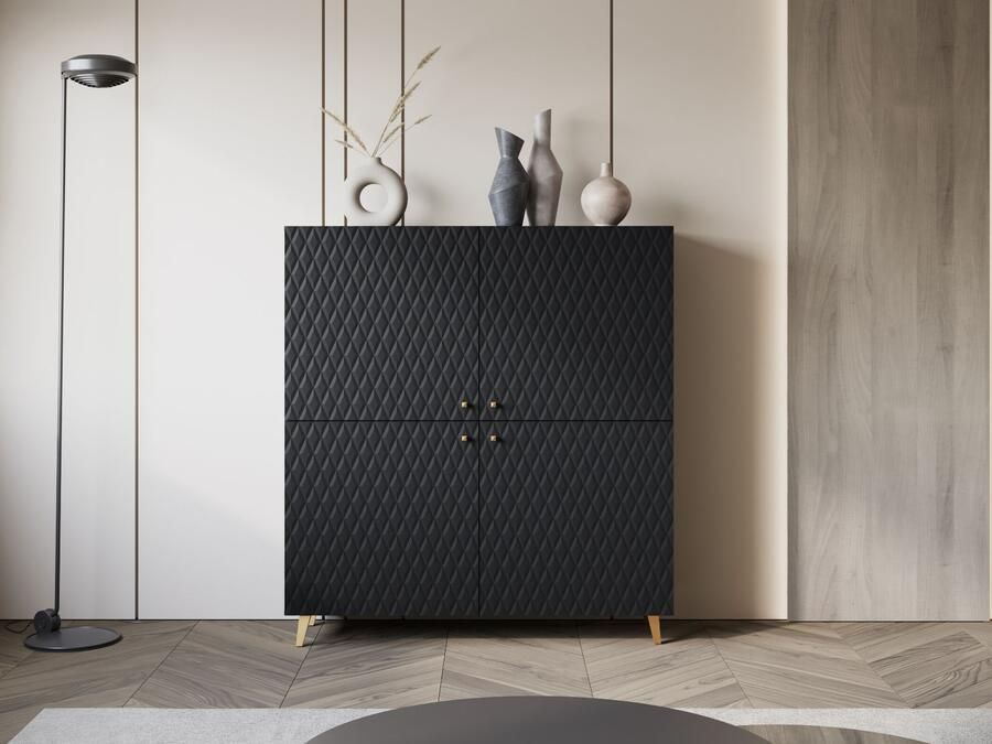 Mobistoxx Dressoir FUKETTE 4 deuren grafiet goud