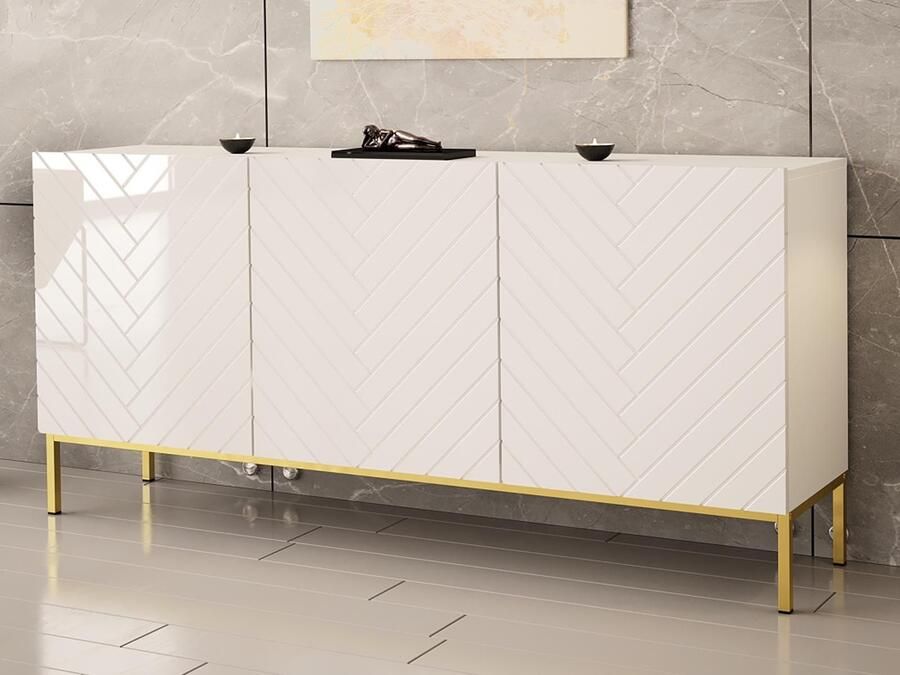 Mobistoxx Dressoir GINETTE 3 deuren wit hoogglans wit