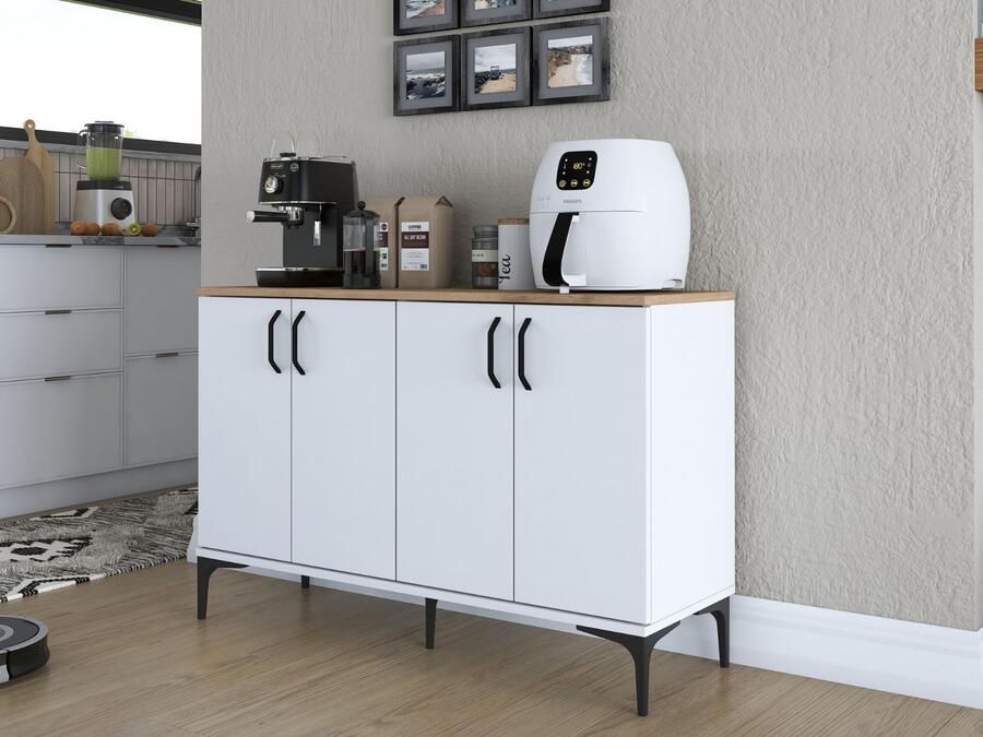 Mobistoxx Dressoir JOIE 4 deuren wit walnoot