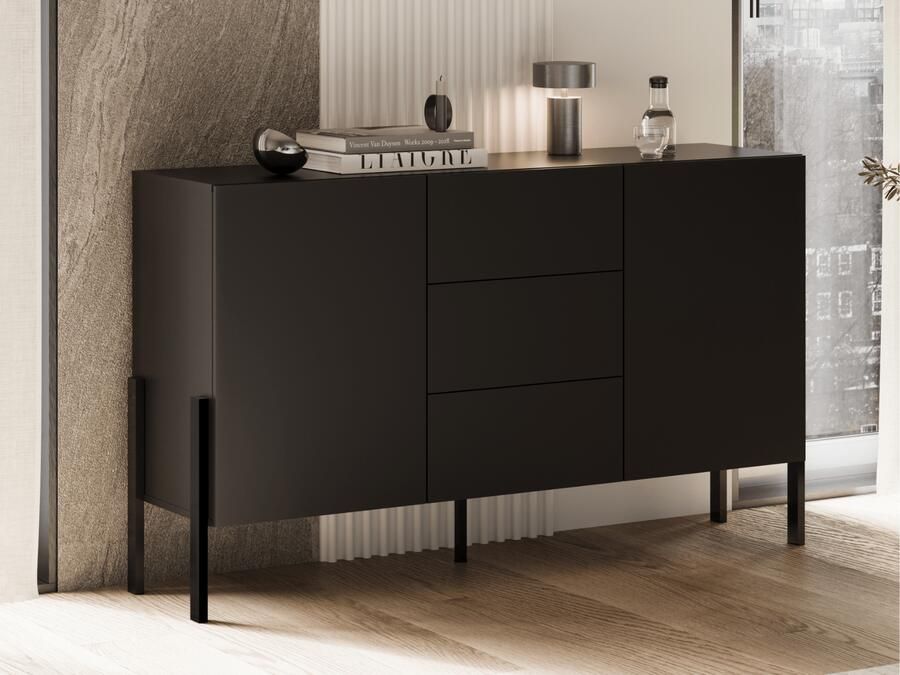 Mobistoxx Dressoir JUKAMI 2 deuren 3 lades 150 cm zwart